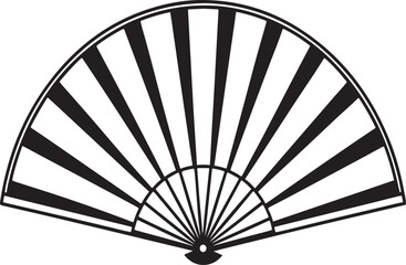 Black and White Illustration of a Closed Japanese Fan on White Background folding fan hand fan