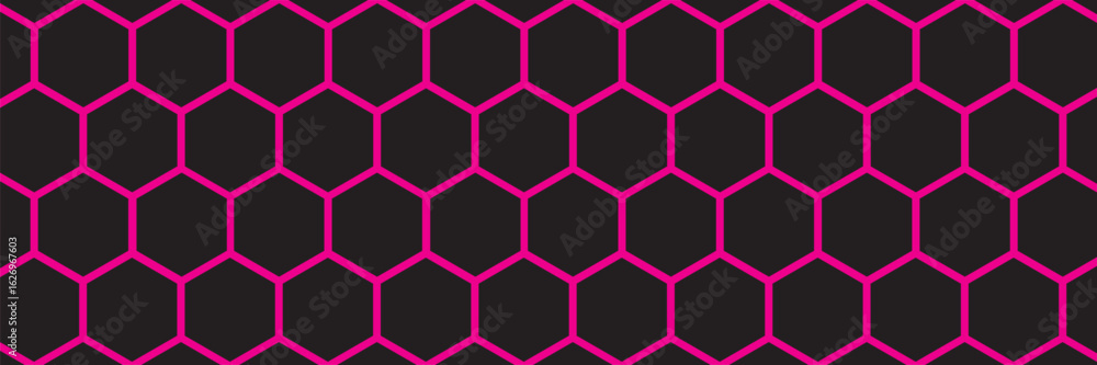 Aufkleber dark hexagon abstract technology background pink colored bright flashes under hexagon. hexagonal gam