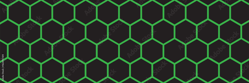Aufkleber dark hexagon abstract technology background green colored bright flashes under hexagon. hexagonal ga