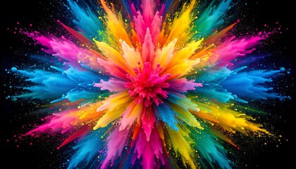 Exploding colors radiating outward on a black background