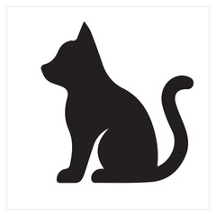Cute black cat silhouette vector illustration on a white background