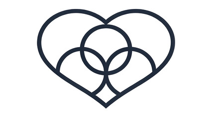 Elegant abstract geometric heart symbol with interwoven lines representing love connection and unity in a minimalist design