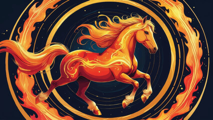 Dynamic Fire Horse with Flames