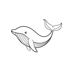 Fototapeta premium vector illustration of a fish whale outline vector vector on whit-backwound