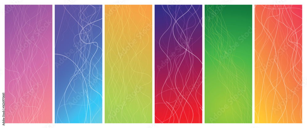 Poster set of abstract gradient backgrounds with wave beams
