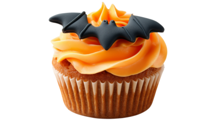 Bat Cupcake Orange Frosting Vanilla Treat Isolated