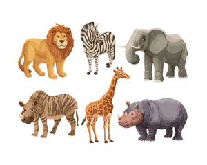 Naklejka premium animal elephant lion illustration 