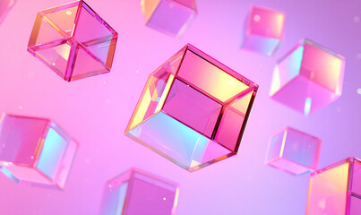 digital cubes and prisms on soft pink white gradient
