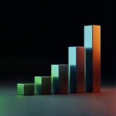 Vibrant Ascending Bar Chart on a Dark Background