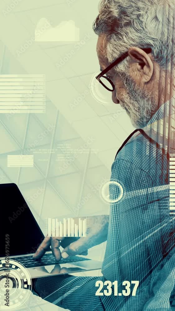 Poster future building construction and inventive engineering project concept with hud hologram graphic des