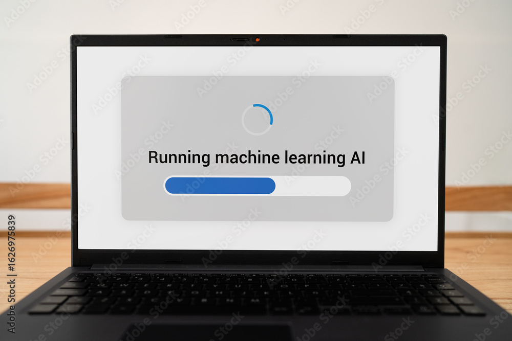 Poster running machine learning powered by ai on personal laptop.