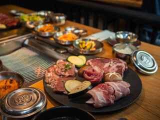 Traditional Korean BBQ Platter with Side Dishes