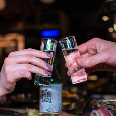 Two people having drinks