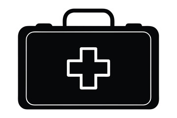 first aid kit vector icon silhouette illustrations