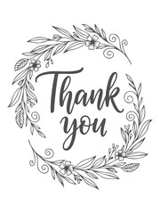 Doodle style Thank You card with floral border