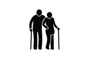 elderly support vector icon silhouette illustratio