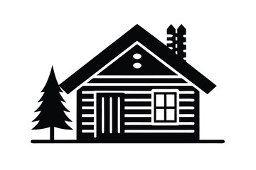 cozy cabin vector icon silhouette illustrations