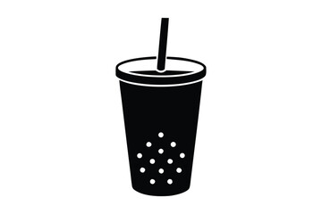 bubble tea cup vector icon silhouette