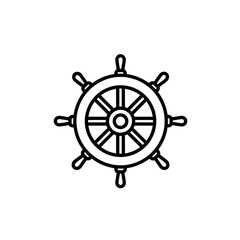 Vector icon of a ship's steering wheel in simple style  