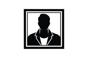 avatar in square frame vector icon silhouette illu