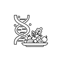 Future of Food DNA with Fresh Fruits in Vector Icon Style  