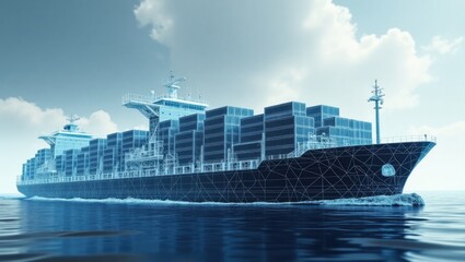 Obraz premium Planos de un buque de carga con contenedores