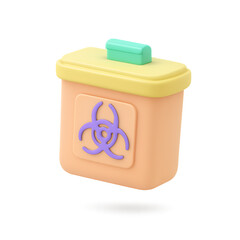 3d illustration of a biohazard waste bin with a biohazard symbol isolated on transparent background