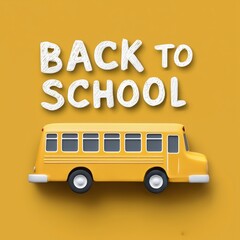 Yellow school bus ready for back to school season. Illustration on orange background