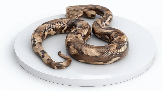 Stunning Ball Python: Close-Up View of a Captive-Bred Reptile on a White Circular Platform