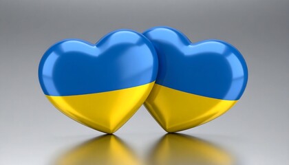 Two glossy hearts, Ukrainian flag colors