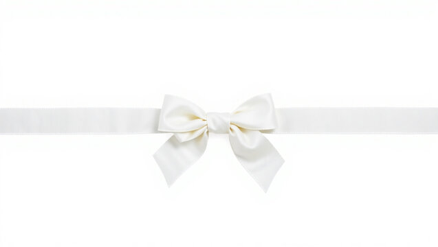 A simple white ribbon tied in a bow centered on a white background with a soft elegant appearance created with generated ai