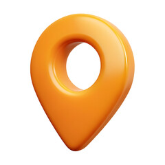 Orange Location Map Pin Icon on White Background &ndash; GPS Navigation Pointer Symbol

