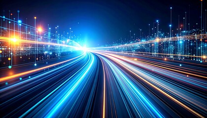 Obraz premium Futuristic city highway at night