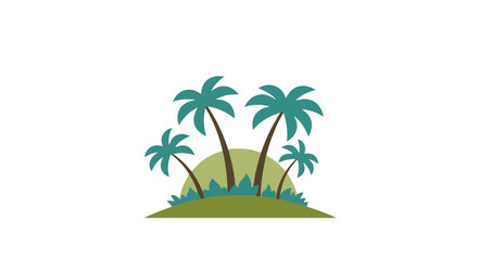 Minimalist tropical palm trees icon on white background