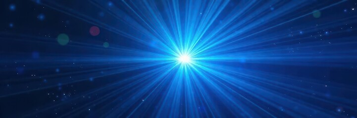 Fototapeta premium Abstract blue sunburst, radiating light effect, rays, power