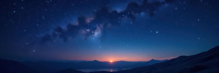 Fototapeta premium Dark, star-filled night sky with atmospheric air, astronomy, dark matter, twinkling