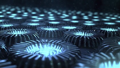 Futuristic Technology Circuit Reflections in a Blue Abstract Matrix