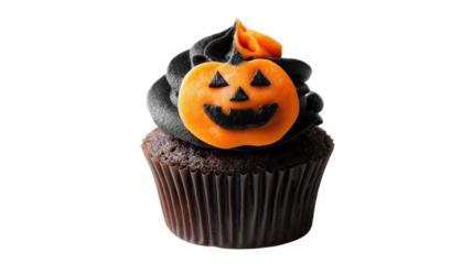 Halloween Cupcake with Pumpkin Face Decoration