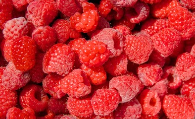 full frame of ripe raspberries