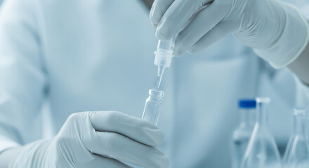Scientist Drawing Liquid from Vial with Syringe