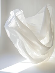 Flowing White Fabric in Sunlight Elegant Minimalist Texture