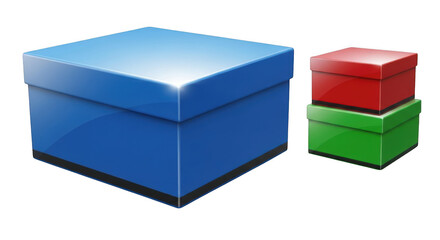 Fototapeta premium A stack of colorful boxes isolated on transparent background are presented