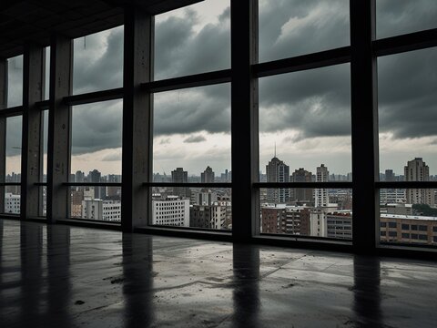 A window in a tall building showing a view of the lota