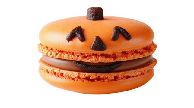 Halloween Pumpkin Macaron Cookie Treat Isolated