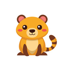 Obraz premium A cute cartoon coati is in a sitting position and has a long striped tail
