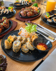 Colorful Korean Gimbap with Dipping Sauce