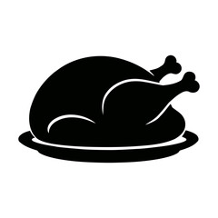 Roasted turkey on a plate isolated on white background for thanksgiving dinner