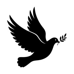 Obraz premium Dove with olive branch in its beak isolated on white background