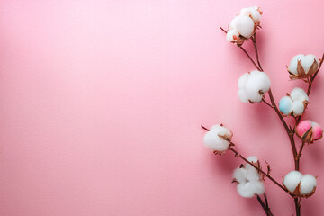 cotton on pink paper background 