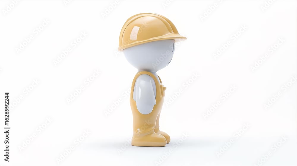Poster surprised construction worker: 3d animated character